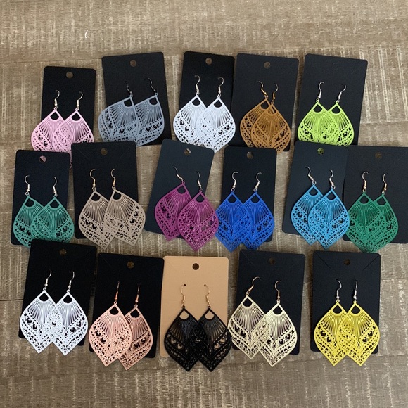 Red Filigree Drop Earrings - Picture 6 of 6